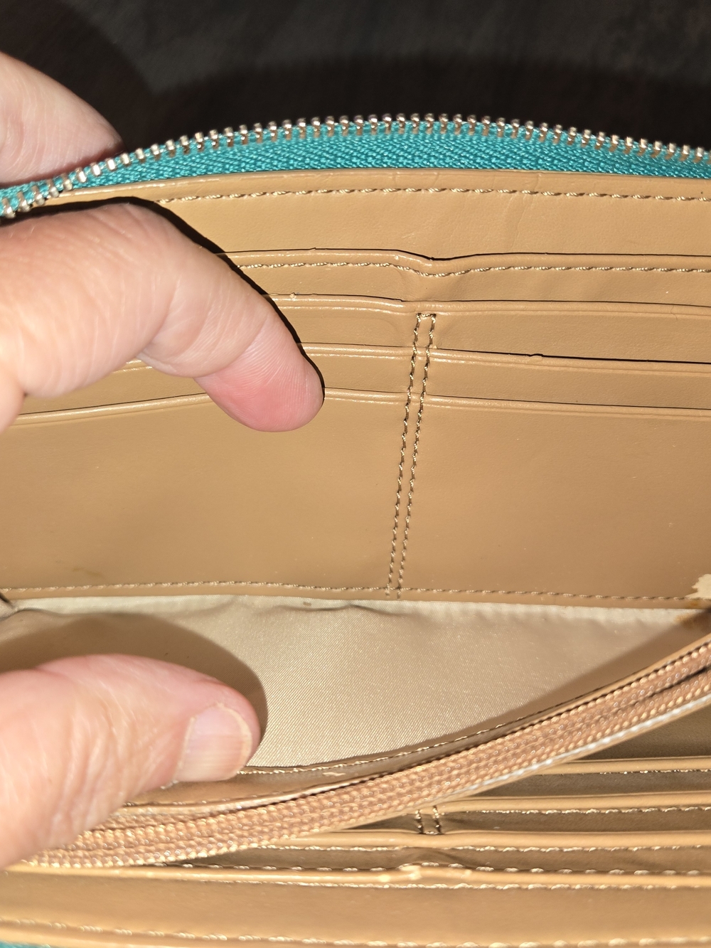 Coach Teal Leather Zip Wallet - Picture 6 of 6
